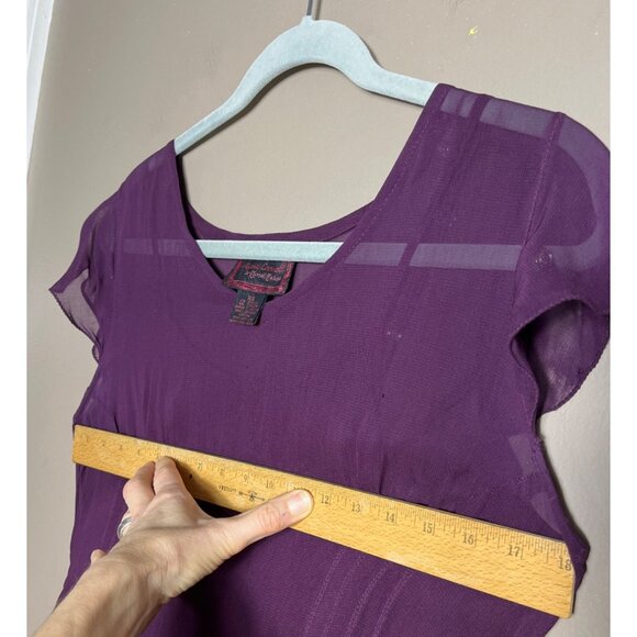 Vtg April Cornell Dress Plum Maxi Dark Feminine Whimsygoth Goth Sheer Women XS-S - Picture 7 of 16